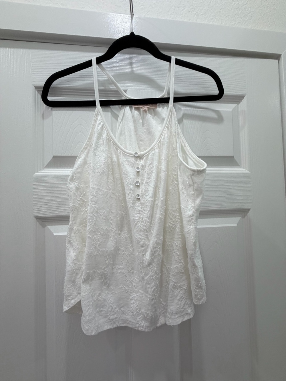 Philosophy White Lace Button-Front Camisole Tank